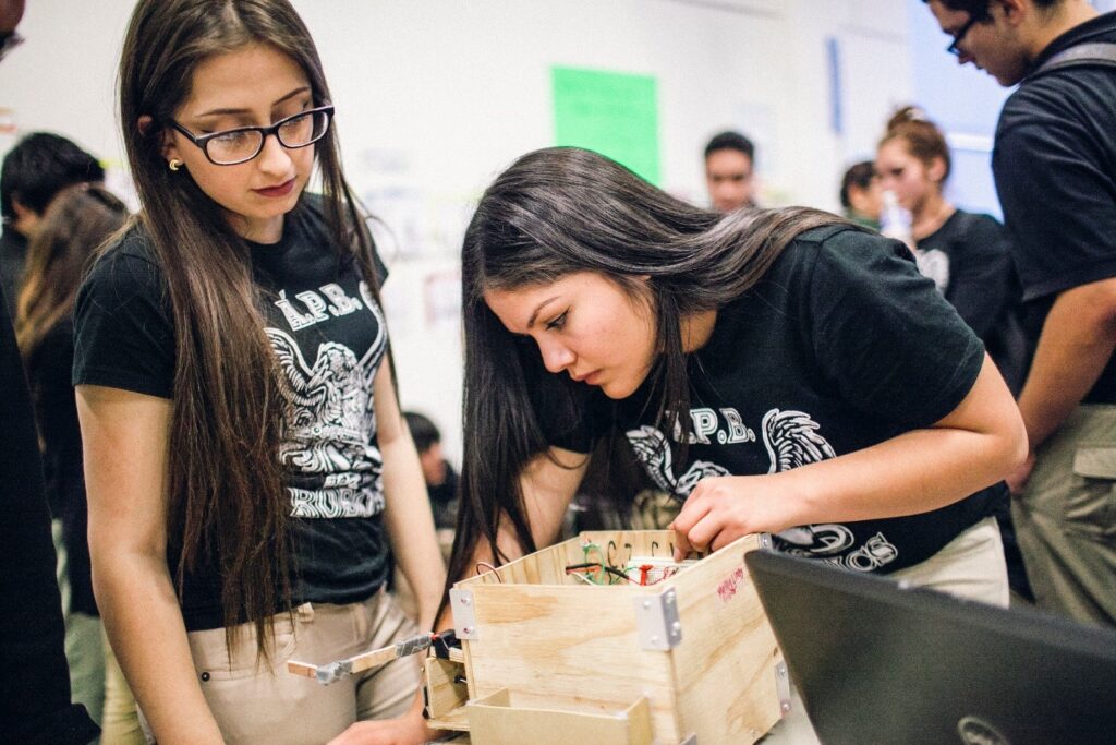 Animo Inglewood students working on robot